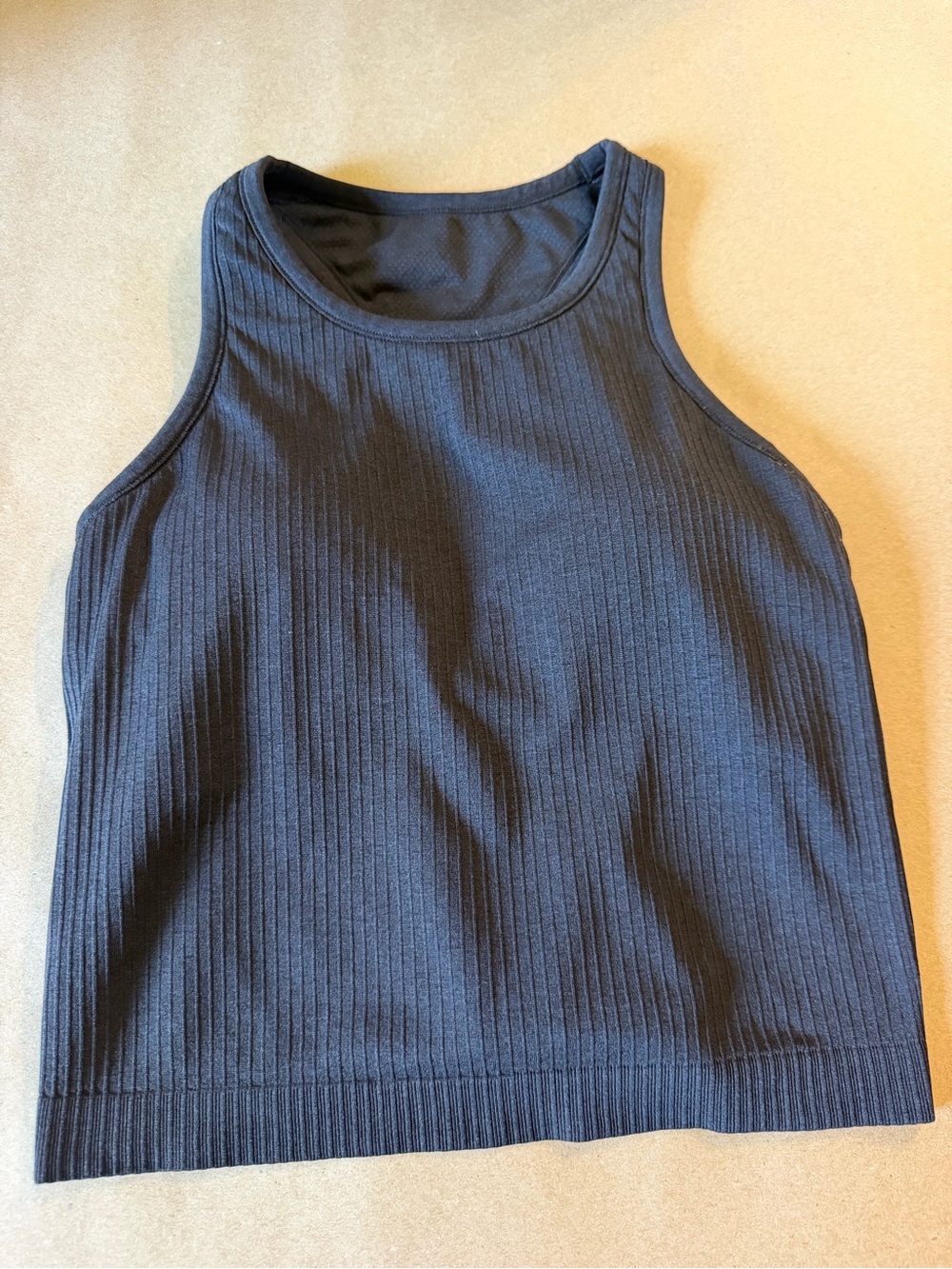 CRZ YOGA Women's Black Ribbed Tank Top - High Neck Medium